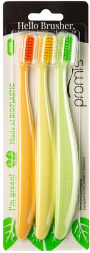 PROMIS Brush Nachhaltige Zahnbürste aus Bioplastik mit 6750 weichen Borsten | Aus nachwachsenden Rohstoffen, Made in Germany, italienisches Design und recycelte Verpackung für sanfte tägliche Zahnpflege.