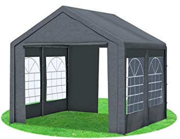 Stabilezelte Partyzelt 3x3 Classic Premium PVC 400 g/m² wasserdicht inkl. Seiten Festzelt Gartenzelt Grau