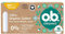 o. b. ORGANIC Tampones de algodón 100% orgánico (1 x 16 unidades), tampones sin aplicador de absorbencia normal, tampones desechables libres de sustancias nocivas
