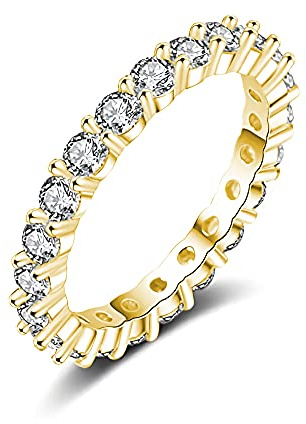 Eternity Ring Deluxe aus 925 Sterling Silber mit Zirkonia Kristallen Damenring in Silber, Gold und Rosegold für Damen und Frauen mit Steinen