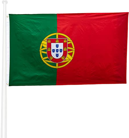 KliKIl Portugal flagge 90x150cm - Portugiesisch Flagge Fahnen Fanartikel Wetterfeste Portugiesisch Nationalflagge mit Messingösen leuchtenden Farben und UV-beständig für den Außenbereich Portugal