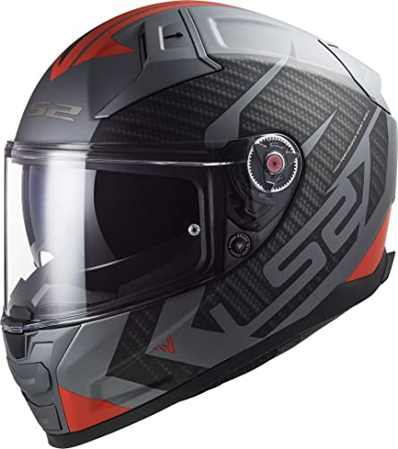 LS2, Integraler Motorradhelm Vector II Splitter Matt Titanium Red, M