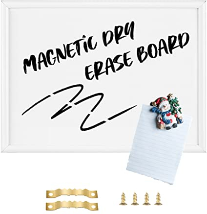 Okydoky Petit tableau blanc magnétique avec cadre en bois, effaçable à sec, à suspendre, pour l'école, la maison, le bureau (BB-WH-2737)