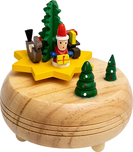 SIKORA SD06 kleine Spieldose Spieluhr für Weihnachten aus Holz mit Figuren Musik O Tannenbaum, Farbe/Modell:Weihnachtsmann