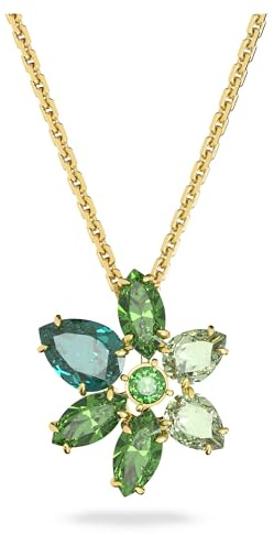 Swarovski Gema Anhänger, Vergoldete Damenhalskette mit Grünen, Strahlenden Swarovski Kristallen