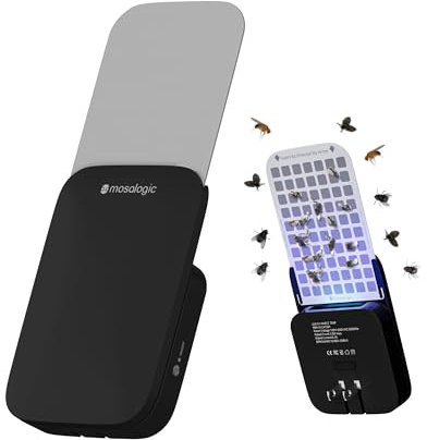 Mosalogic Fly Insect Trap Plug-in Mosquito Killer Gnat Moth Catcher Fly Tapper UV Attractant Catcher for 400 Sq Ft of Protection (Black-1pack)