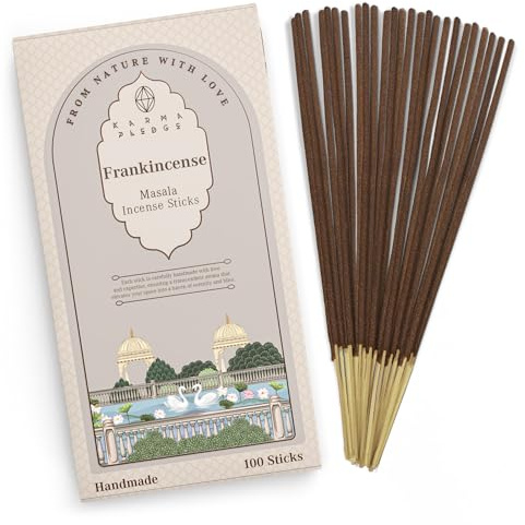Incense Sticks, Frankincense & Myrrh Incense, Pack of 100 Stick, Hand Rolled Aromatic Masala Made with Natural Ingredients, 45-60 Min Burn Time, Best for Home Fragrance, Meditation, Yoga, Relaxation