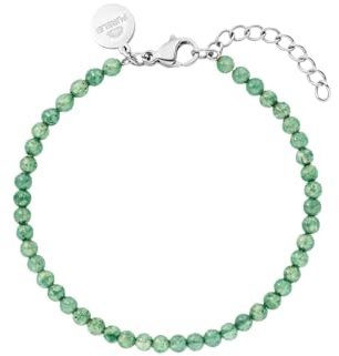 Purelei Aventurin Armband Damen Silber – Wasserfestes, verstellbares Edelstahl Armband 16-19 cm mit echten Edelstein-Perlen, eleganter Hawaii-inspirierter Schmuck