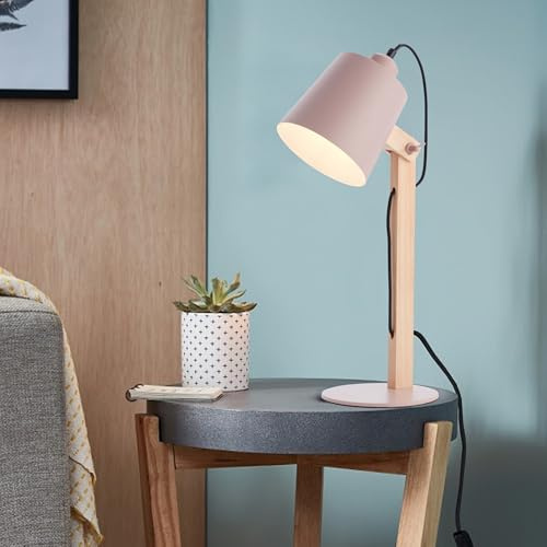 Lightbox skandinavische Schreibtischlampe - 44 cm Höhe - Tischleuchte mit | Schreibtischlampe, 44 cm Höhe, E27, max. 30 W, schwenkbar, Metall/Holz