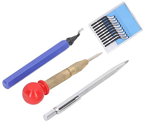 Burr Removal Blades, Deburring Tool Kit Handle Deburring Tool with Hole Puncher Scribing Pen for Copper and PVC Pipes 3D, Deburring Cutters