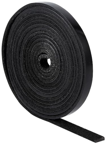 GORGECRAFT 2m*6mm*2mm Cordoncino in Vera Pelle Nera Piatta Cordoncino in Pelle di Bufalo Pieno Fiore Strisce Cinturino Intrecciato Filo Corda per Collane Bracciali Creazione di Gioielli Pizzo