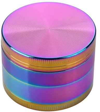 Macinino per Erbe e Spezie, Metallo, Ø 5/6,3/7,6 cm, Denti Affilati a Forma di Diamante, Maneggevole e Pratico (Arcobaleno, 63)