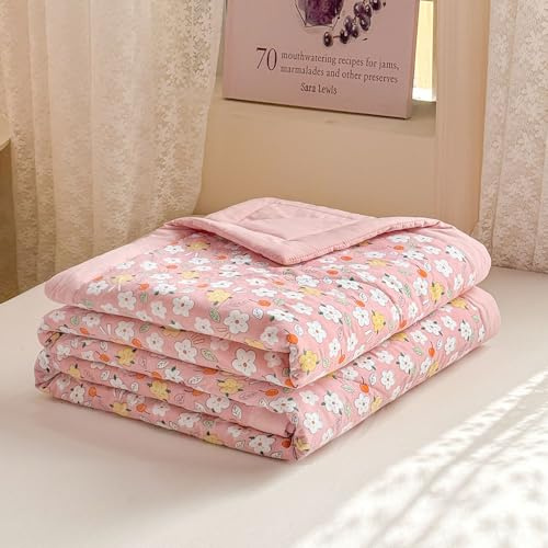 DOTBUY-SHOP Quilted Bedspreads, Quilt Bed Throws Cotton Filling Duvet Single Double Super King Size Children's Bed Quilted Throw for All Season (200x230cm,Tulip)