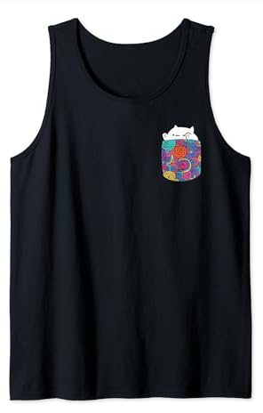 Bongo T-Shirt Funny Cute Meme Cat katze Pocket Tank Top