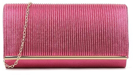 Girly Handbags Bolso de mano plisado con purpurina para mujer Fucsia
