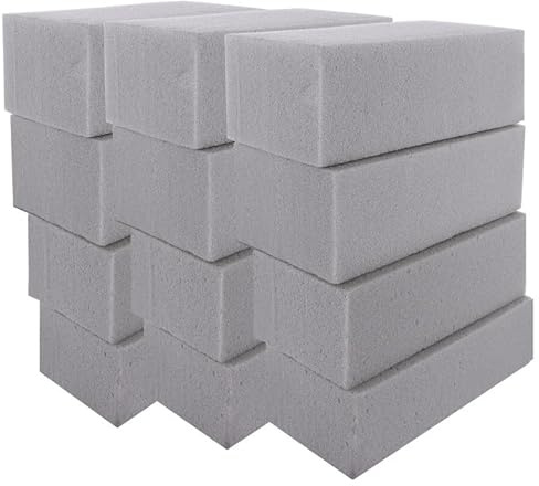 GBACHOOSE 12 Pcs Floral Foam Blocks - 22.5x11x7cm Silk Flower Arranging Brick for Artificial Arrangements, Grey for Wedding, Party, Outdoor Display