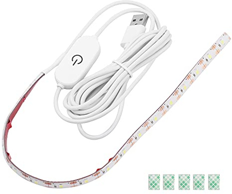 Mobestech áquina De Coser Luz LED Tira De Luz Fría De 2 con Atenuador Táctil Adhesiva De 5 V Alimentada por USB Tira De Autoadhesiva (6500 K (Frío))