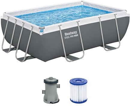 Bestway 56629-7 Set piscina fuori terra Steel Pro MAX - 2,82 m x 1,96 m x 84 cm, grigio