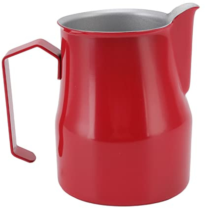 Milk Frothing Pitcher, Red 550ml Stainless Steel Espresso Frothing Pitcher Espresso Steaming Pitcher Milk Frothing Jug Milk Frother Cup Metal Pitcher for Latte Art Cappuccino