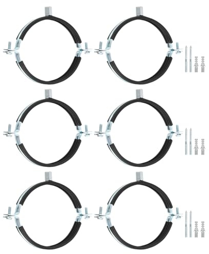 sourcing map 6 Pcs Adjustable Pipe Bracket Clamp, 5(127mm) Wall Ceiling Mount Split Ring Pipes Hanger Galvanized Iron Pipe Strap Support with Screw & Expansion Tube for Tube