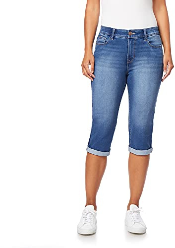 Angels Forever Young Sculpt 17 Capri for Women Figure Enhancing Stretch Denim, Mid-Rise - Pacific, 20 Plus