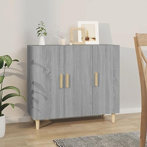 ShGaxin Sideboard Grau Sonoma 90x34x80 cm Holzwerkstoff, Kommode Schlafzimmer, Kommoden & Sideboards, Wohnzimmerschrank, Flur Kommode, Zimmer Möbel - 817460