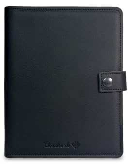 Bambook Notizbuch Cover A5 Schwarz - Notizbuchhülle aus Apfelleder und Filz - Scheibmappe A5