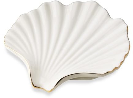 YoHyien Keramik Seifenschale mit Ablauf, Muschel Seifenschale, Seifenablage Waschbecken, Seifenhalter, Seifenteller für Badezimmer, Dusche und Küche