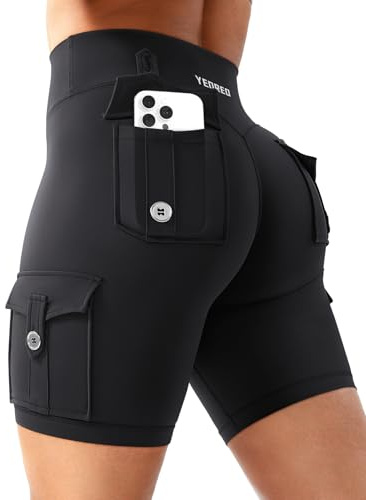 YEOREO CoreFlex Radlerhose Damen mit 4 Taschen 8 Damen Scrunch Sport Short | Hoch Taille, Nahtlose, Booty Lifting, Blickdicht, Für Yoga, Fitness, Gym, Sport, Workout, Kurze Legging