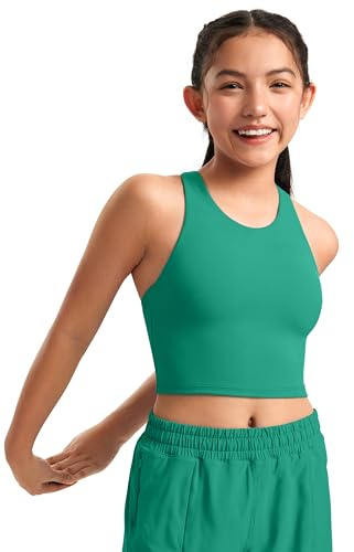CRZ YOGA Dubbelfodrad Crop Linne för flickor Cascadia Grön S