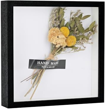 8x8 Shadow Box Frame Display Case for Baby Keepsakes, Wedding Photos, Sports Tickets, Dried Flowers, Crafts Memorabilia Wall Decor (Black, 8×8)