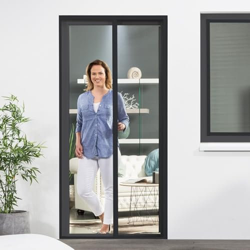 empasa Insektenschutz Fliegengitter Tür Rollotür Insektenschutzrollo SMART Schiebetür Rollo ausziehbar, individuell zuschneidbar, in verschiedenen Größen und Farben als Selbstbausatz