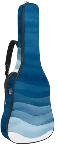 Gitarrentasche für Akustikgitarre, 1 cm dicke Polsterung, wasserdicht, mit doppeltem verstellbarem Schultergurt, für 101,6 - 106,7 cm große Gitarren, Aquarellfarben mit Blumenmuster und rosa