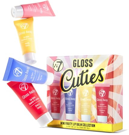 W7 Gloss Away Cuties - Set balsamo labbra mini alla frutta - Lucidalabbra idratanti e colorati