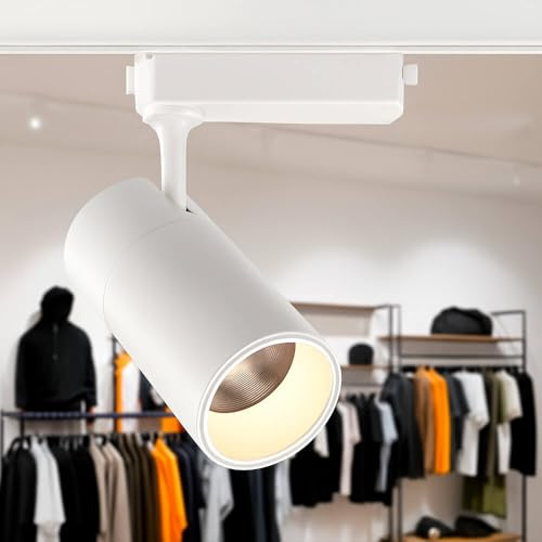 FactorLED Foco LED 30W Blanco para Carril Monofásico 24º, Orientable, Gran luminosidad 3000Lm, NO FLICK, Focos Techo Iluminación Comercial, Tiendas, Escaparates... (Luz Cálida (3000K))