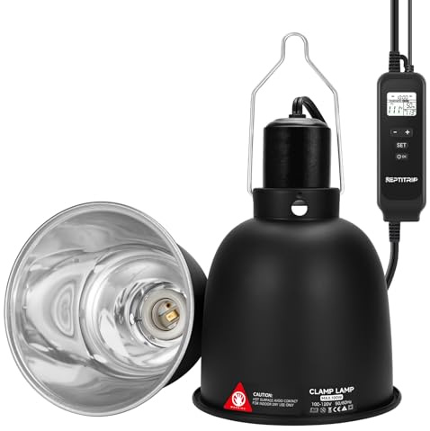 5.5 Reptile Heat Lamp Fixture with PID Dimming Thermostat, Independent Day Night Temperature Control, MAX 100W (Bulb Not Included)