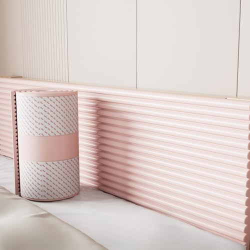 Lot de 6 panneaux de tête de lit en mousse à décoller et à coller - Rembourrage mural anti-collision pour chambre à coucher et salon - Coussins muraux doux (rose, 20 cm x 2 m)