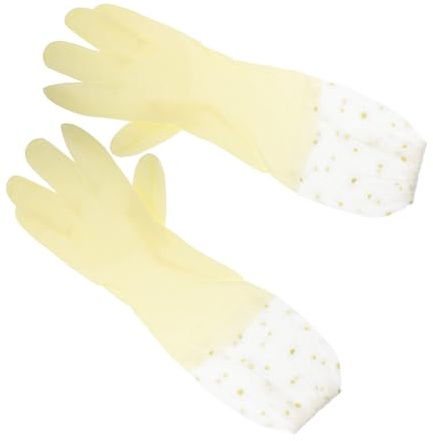 VILLFUL 2 Pairs Reusable Heavy Duty Rubber Dishwashing Gloves Non-slip Cleaning Gloves for Household Kitchen Tasks Washing Vegetables and Dishes with Soft Flexible Fit