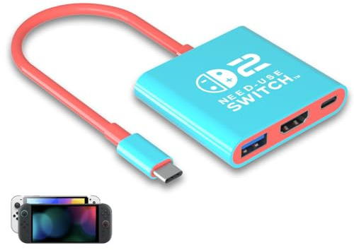 PURBHE Docking Station for Nintendo Switch 1/2 and Steam Deck, Support TV Dock Mode, Portable TV HDMI Adapter Accessories for Nintendo Switch 1 and OLED and 2, USB C to HDMI 2.0 Adapter