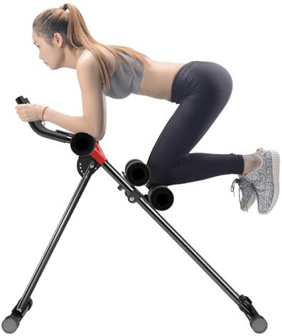 Gupeaoi AB Machine, Ab Workout Equipment, Adjustable Ab Trainer Whole Body Workout Machine for Home Gym, Strength Training Exercise Equipment for Body Shaping, Foldable Core & Ab Trainer (Black)