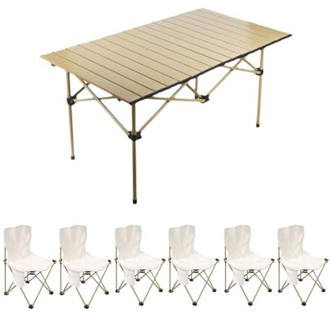 Tragbares, faltbares Campingtisch und Stuhl-Set aus Karbonstahl, leicht, Mehrzweck-Picknick-Möbel für Camping, Wandern und Heckklappe