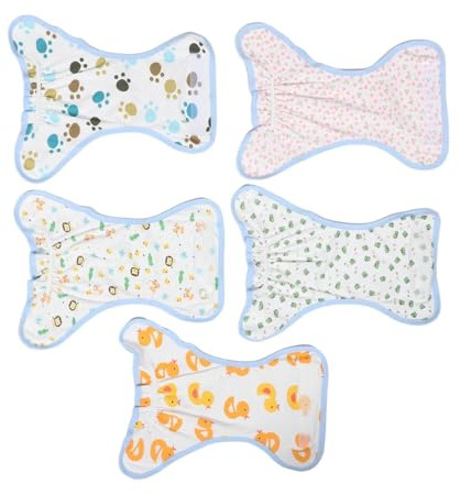 DECOMELODY 5 Pezzi Pannolini in Stoffa di Cotone Lavabili e Riutilizzabili 5 Pezzi Mutandine Anti-perdite Laterali per Ragazzo Ragazza e Piccoli, Pannolino per Delicato e Assorbente, per