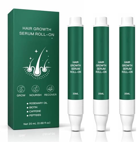 Roota Hair Growth Serum Roll-On, Roota Hair Growth Roller, Rosmarin Haarwachstumsserum Roll On Haarserum für Haarausfall Reduzieren, Fördert die Kopfhautgesundheit und Tiefenwirksame Pflege (3PC)
