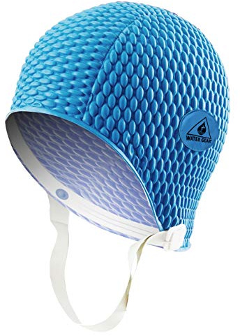 Water Gear Natural Rubber Swim Bubble Cap (Blue, Medium)