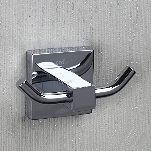 ECOSPA Bathroom Wall Mounted Double Robe Clothes Towel Hook Peg Holder in Polished Chrome