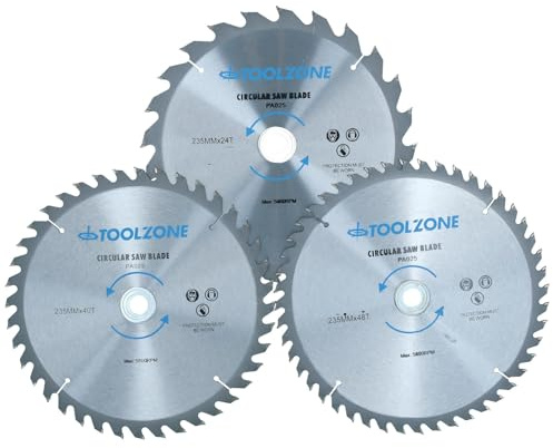 3pc 235mm Lames de scie circulaire TCT 24/40 et 48 dents INC bagues adaptateur TE518