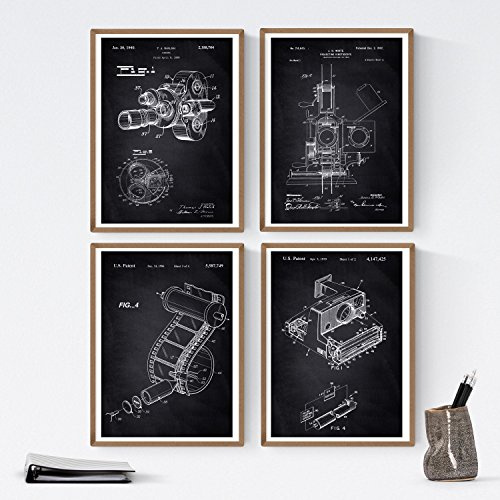 Nacnic Packung mit 4 Blatt mit Fotografie Patentzeichnung und Architektur. Set Poster Antike Erfindungen und Patente. Wählen Sie die Farbe, die Sie mögen. Gedruckt auf 250 Gramm