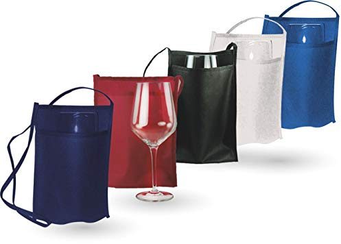 Tasca Portabicchiere in TNT. Bicchiere non incluso. Bianco - Blu Navy - Blu Royal - Nero - Bordeaux (50pz) (Nero)