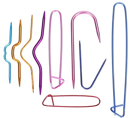 9 soportes para puntadas de cable, colores mezclados de aluminio, agujas de tejer de cable, broche de seguridad, herramienta de punto de punto, agujas dobladas, agujas de punto (Color aleatorio)