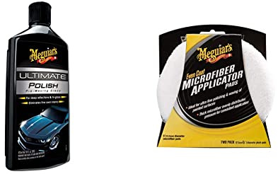 Meguiar's G19216EU Ultimate Polish - Pulimento de acabado para automóvil & Meguiar's X3080EU Even Coat - Aplicador suave de microfibra para coche